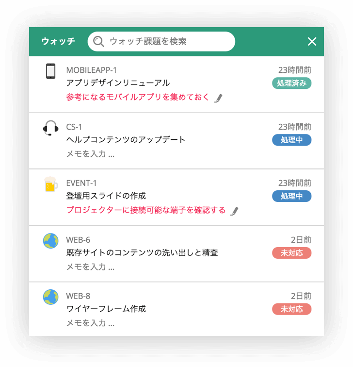 backlogのウォッチ機能