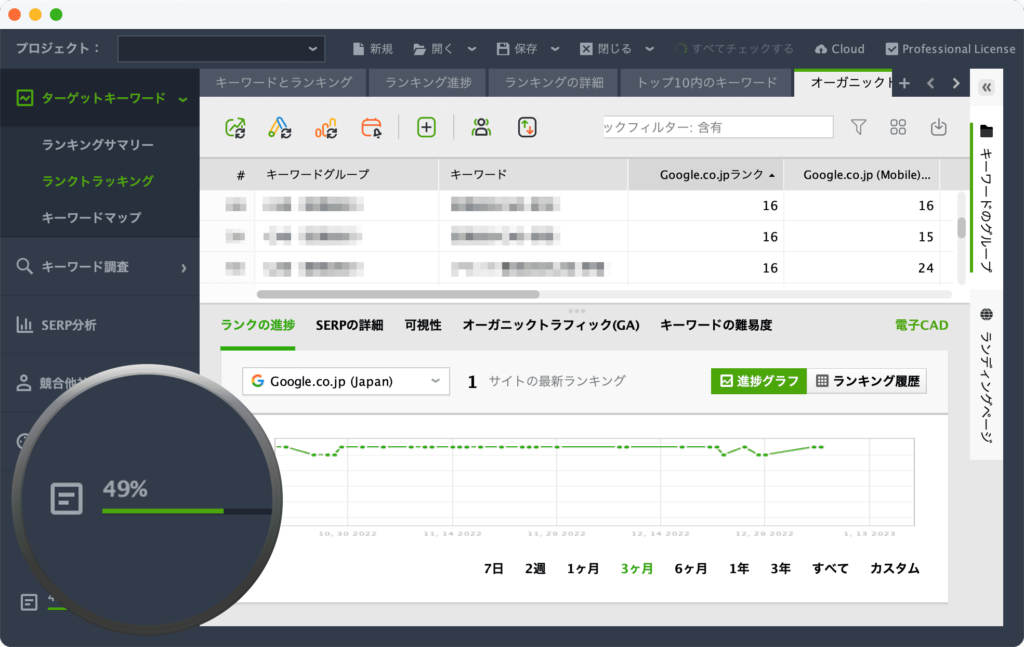 Rank Tracker（ランクトラッカー）のデータ取得中画面