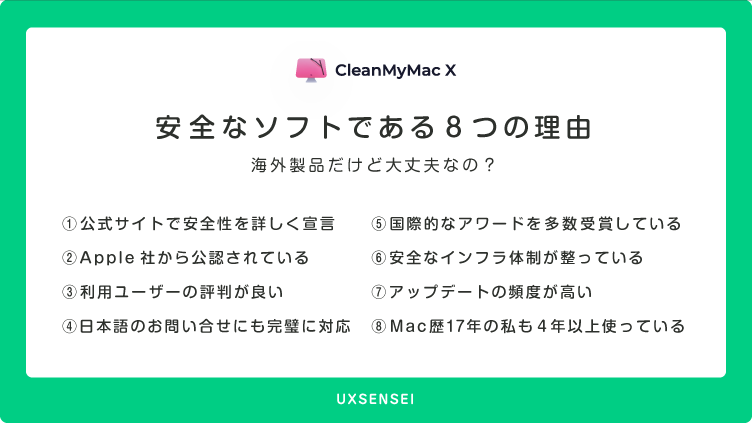 CleanMyMac Xが安全なソフトである理由