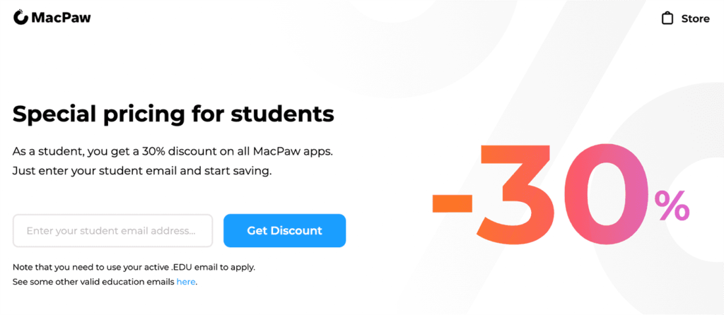 CleanMyMac X の学生割引申請フォーム