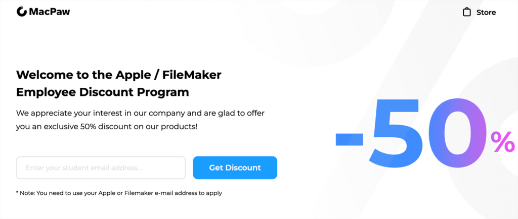 CleanMyMac X のApple社とFileMaker社向け割引