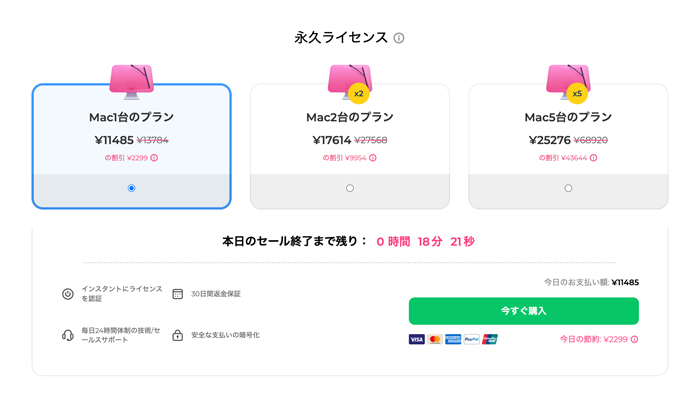 MacPawストアの料金選択ページ